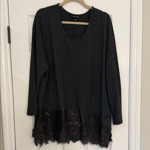 Navy Lace Hem Tunic